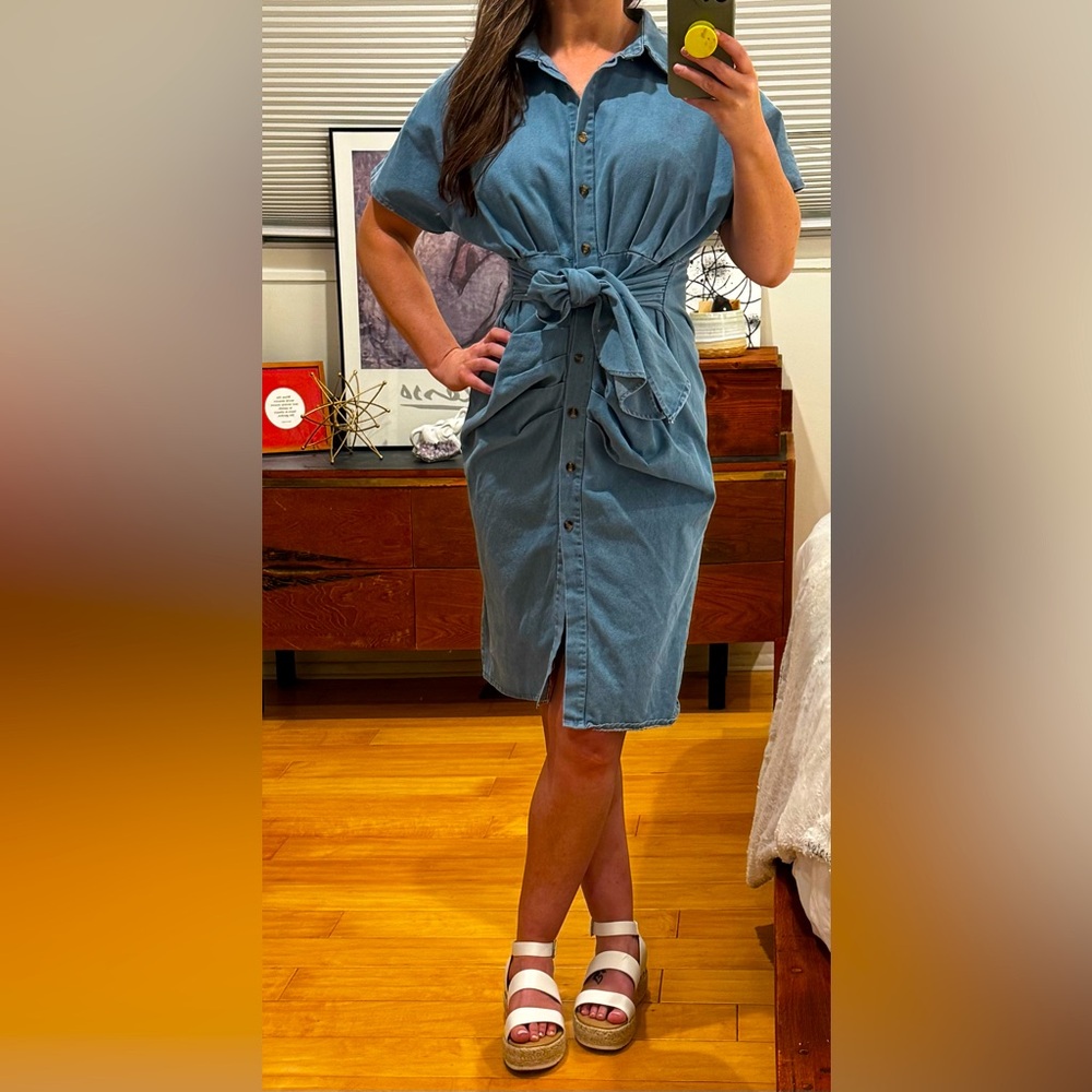 Denim Blue Button-Down Dress